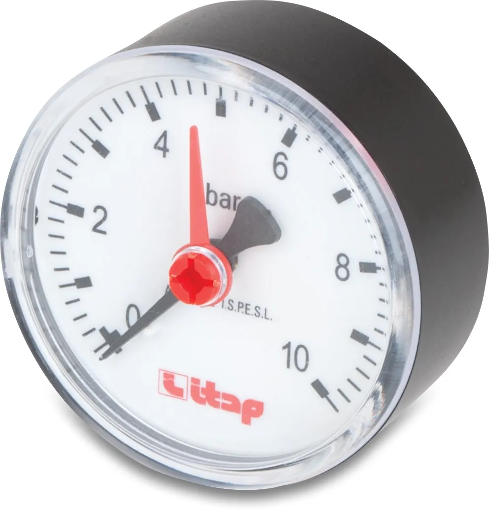 Profec Druckmanometer 50 mm Innengewinde 0 - 10bar Schwarz type Trocken Hinten 1/4"