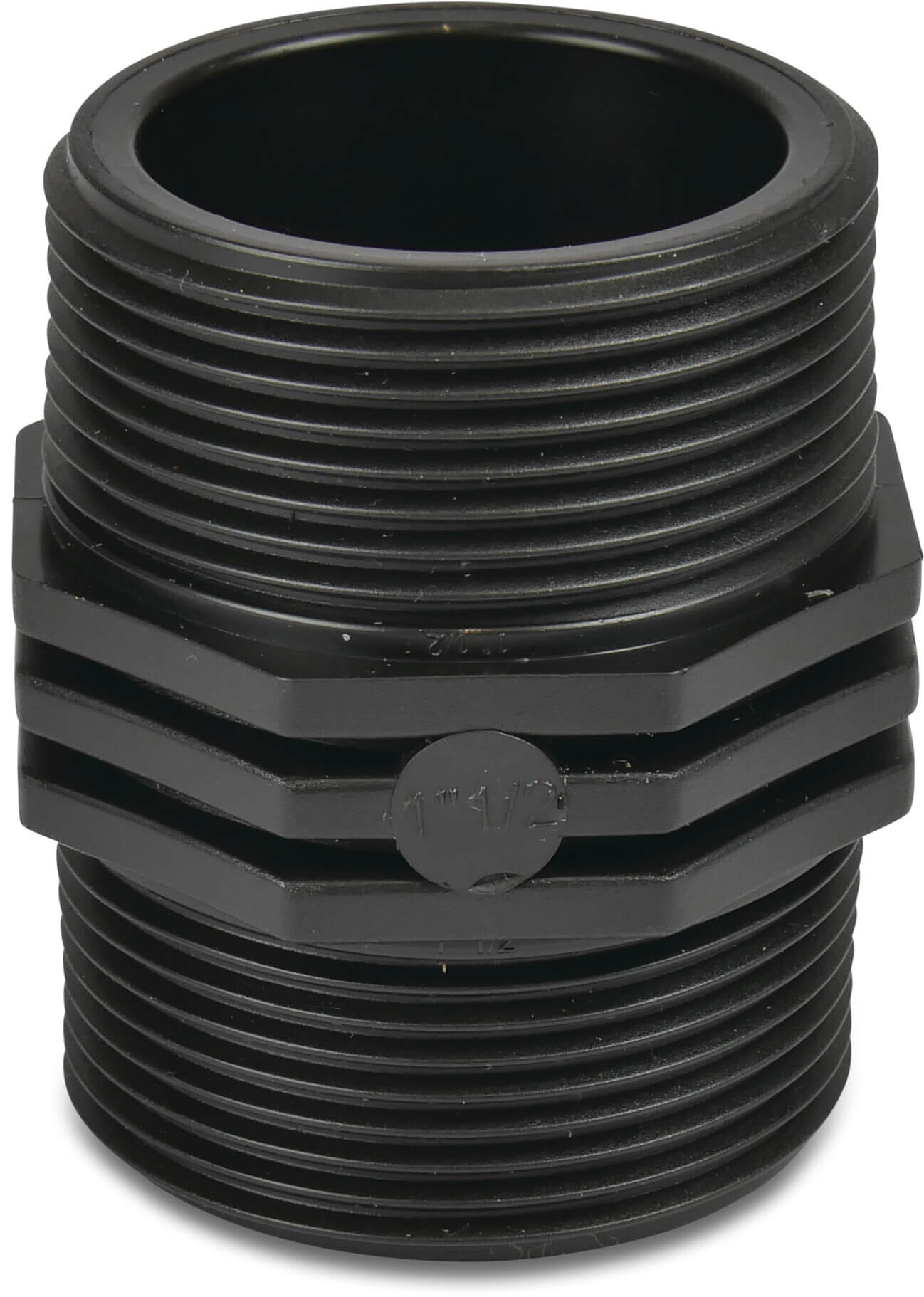 Nipple PP 1 1/4" male thread 10bar black