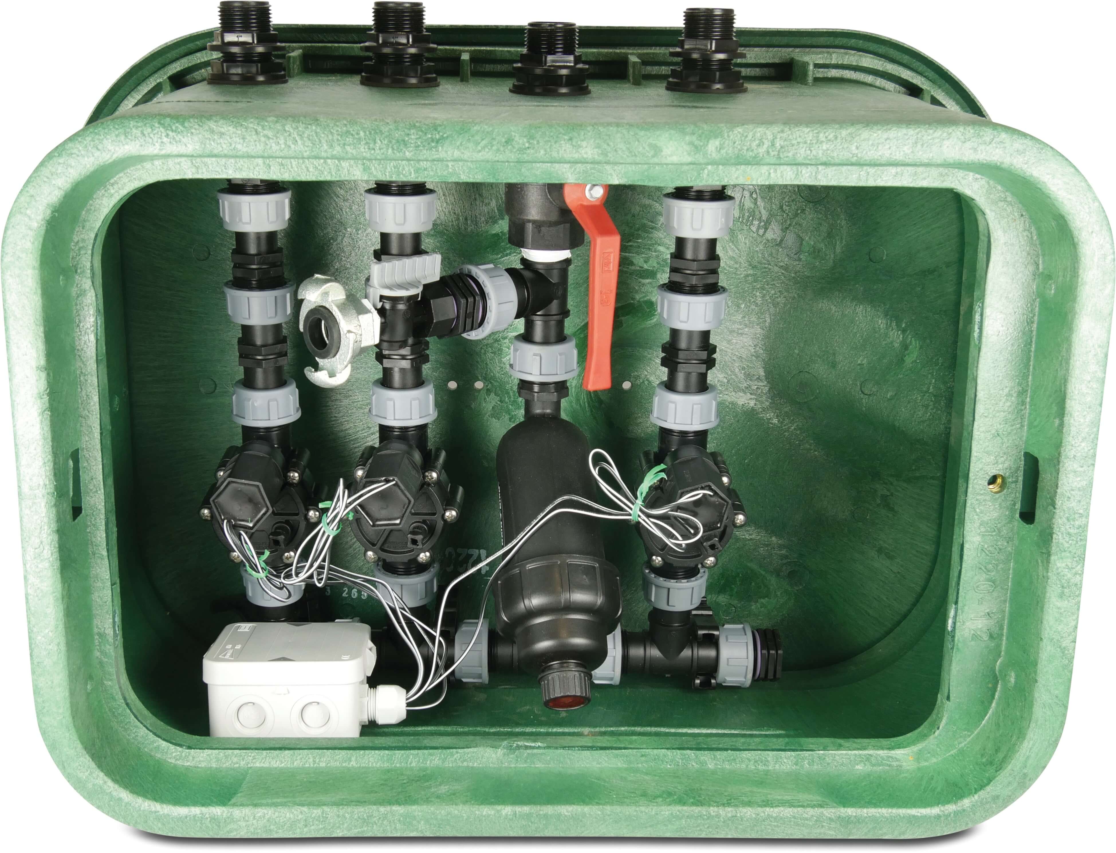 Hunter Assembled valve box HDPE 1" male thread green type 4 valves