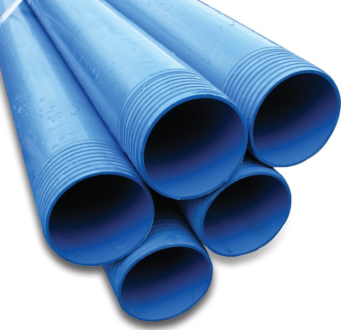 Riser pipe PVC-U 3" female trapezium thread x male trapezium thread blue 1m