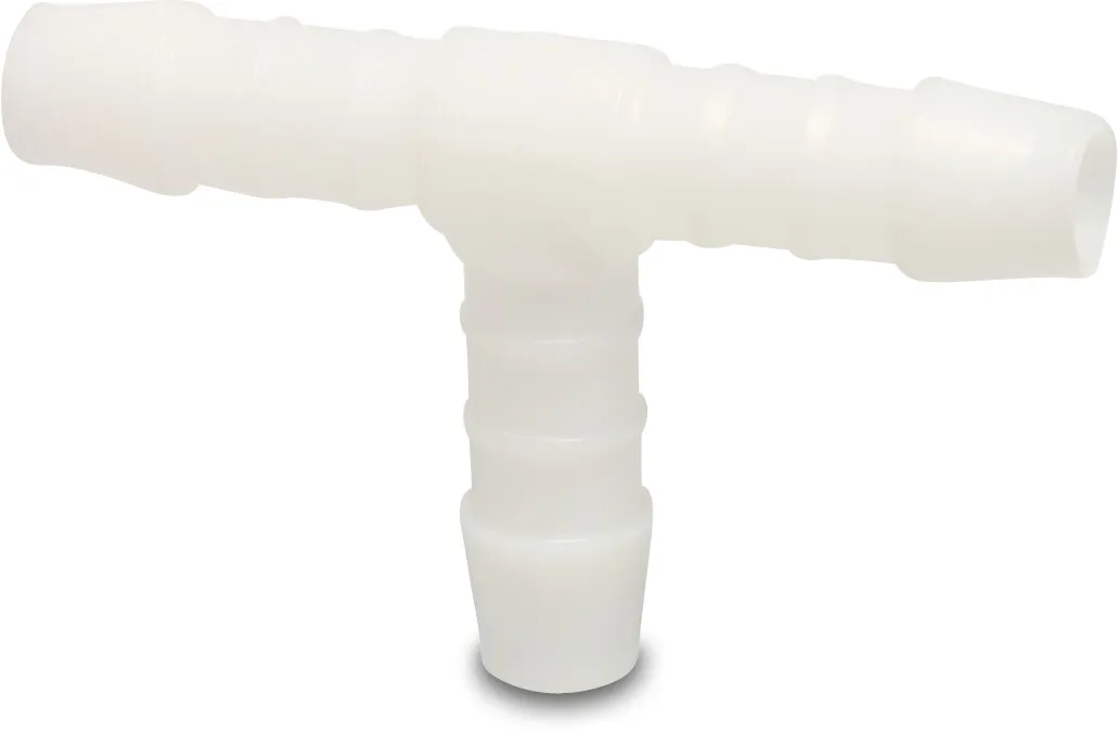 Hose tail T-piece 90° nylon 15 mm hose tail 10bar white