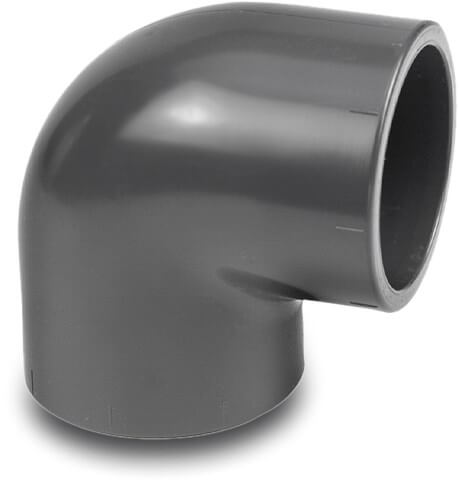 VDL Vinkel 90° PVC-U 10 mm limmuffe 16bar grå