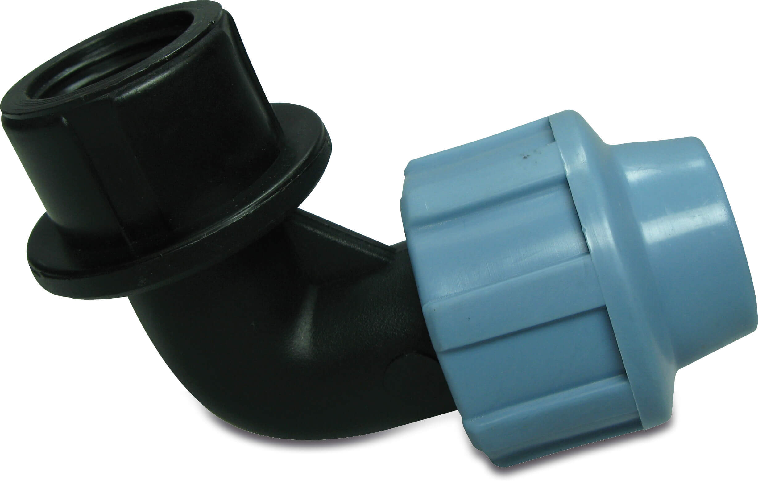 Unidelta Adaptor elbow 90° PP 40 mm x 1 1/4" compression x female thread 16bar black/blue DVGW/KIWA/WRAS