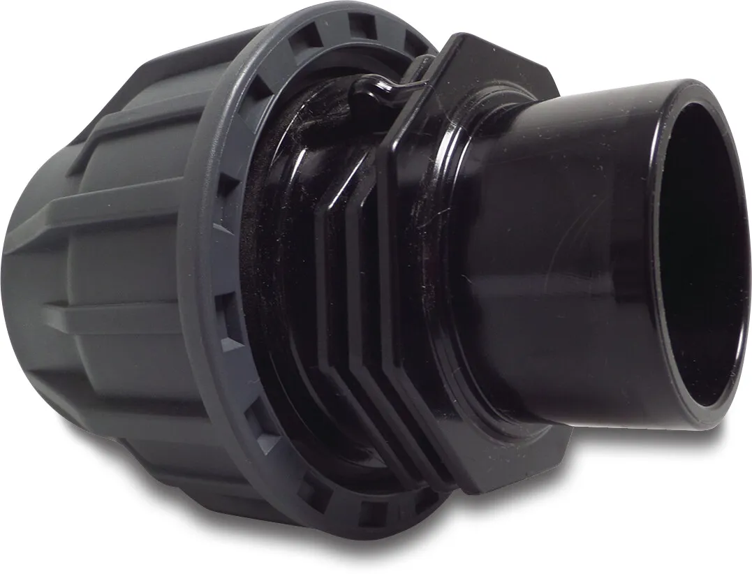 Jasonflex Adaptor socket PP/PVC-U 50 mm compression x glue spigot 16bar grey/black