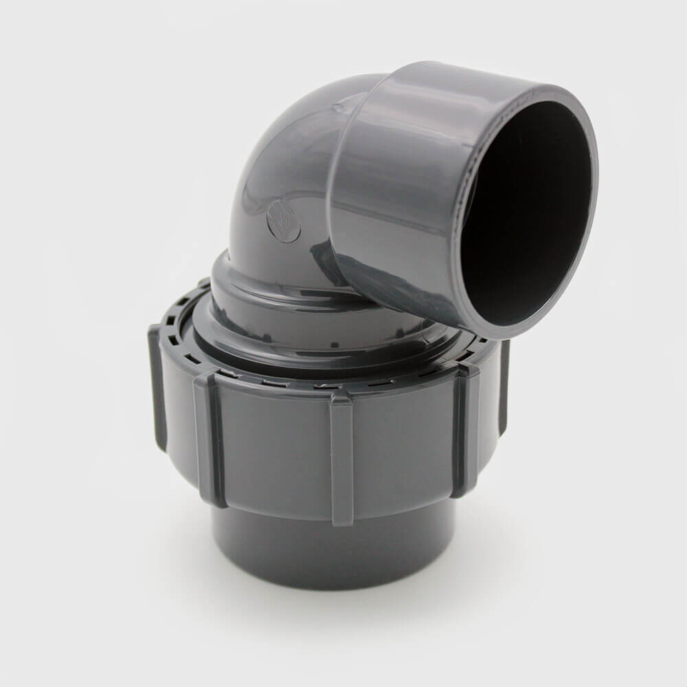 Elbow 90° PVC-U 63 mm x 2" compression x imperial glue socket 4bar grey