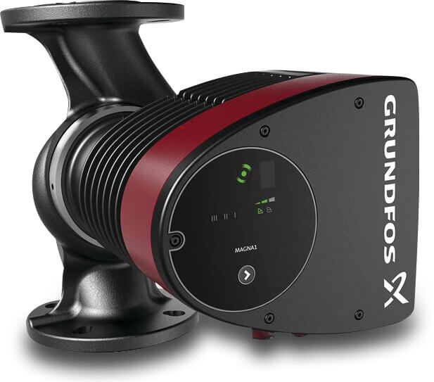 Grundfos Umwälzpumpe mit variabler Drehzahl Gusseisen DN80 DIN Flansch 10bar 2.37A 230VAC Schwarz/Rot Typ MAGNA1 80-60F EuP ready