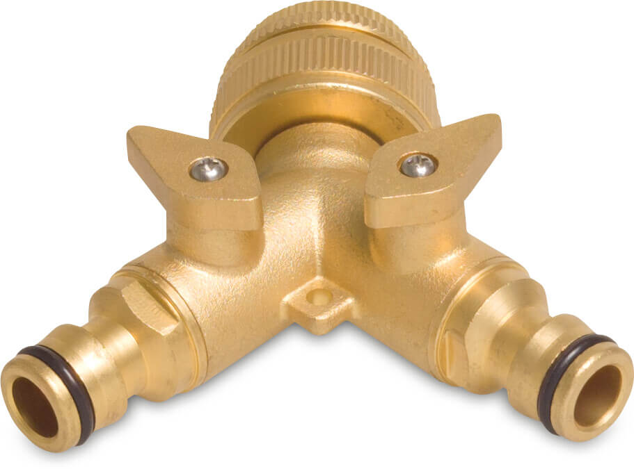 Profec Click connector Y-piece brass 3/4 - 1" female threaded nut x male click x male click type with ball valve
