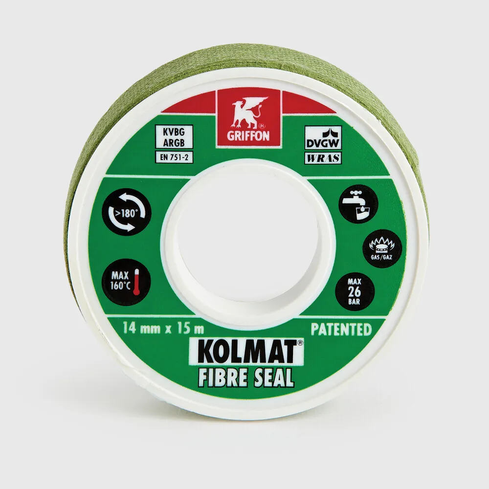 Griffon Fibre seal 12 mm green 15m DVGW/GASTEC/WRAS type Kolmat label NL/FR
