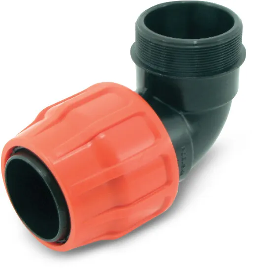 Elbow 90° PP 51 mm x 2" compression x male thread 10bar type Layflat