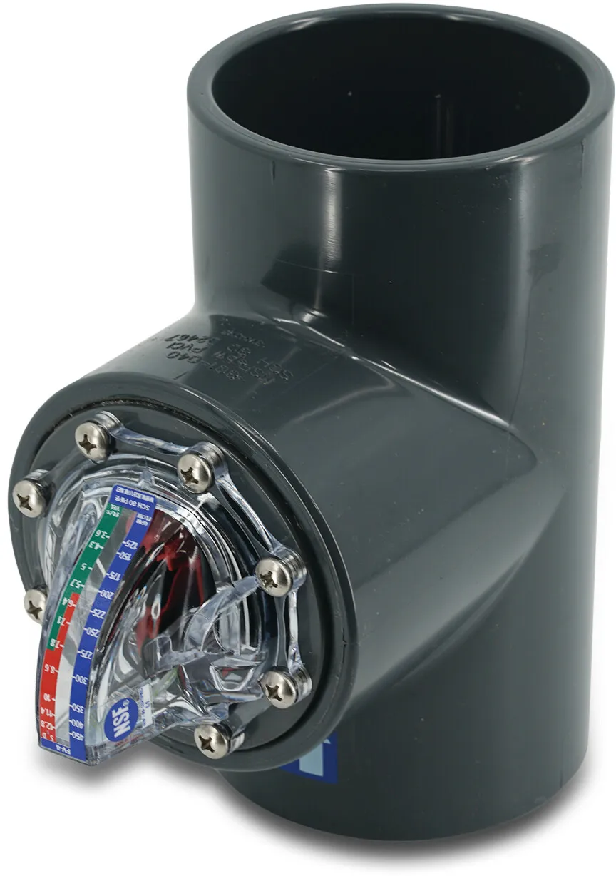 FlowVis Flow meter PVC 4" imperial glue socket 3,5bar black