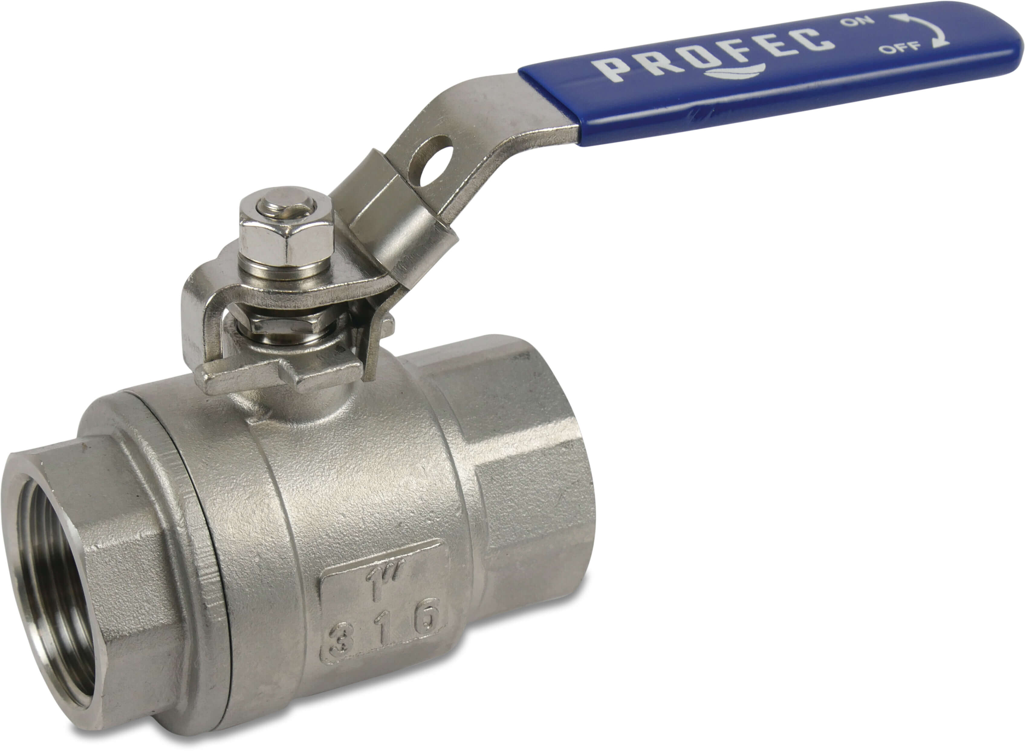 Profec 2-piece ball valve stainless steel 316 1 1/2" female thread 64bar
