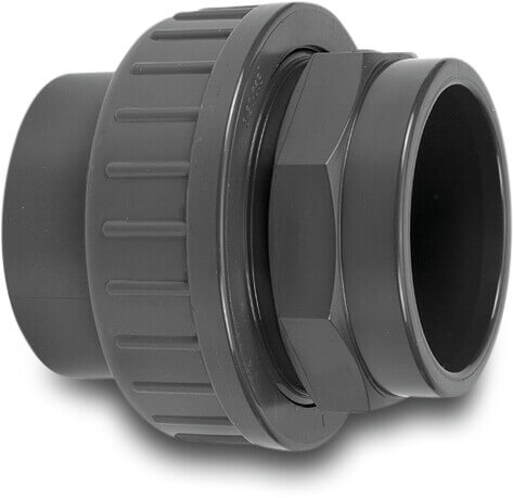 VDL Union coupler PVC-U 90 mm glue socket 10bar grey type A