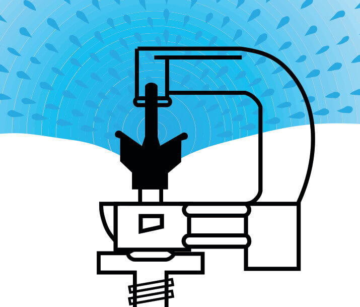 NaanDan Micro sprinkler plastic 3/8WW male thread 1,4 mm 360° blue type Hadar 7110, extra range rotor