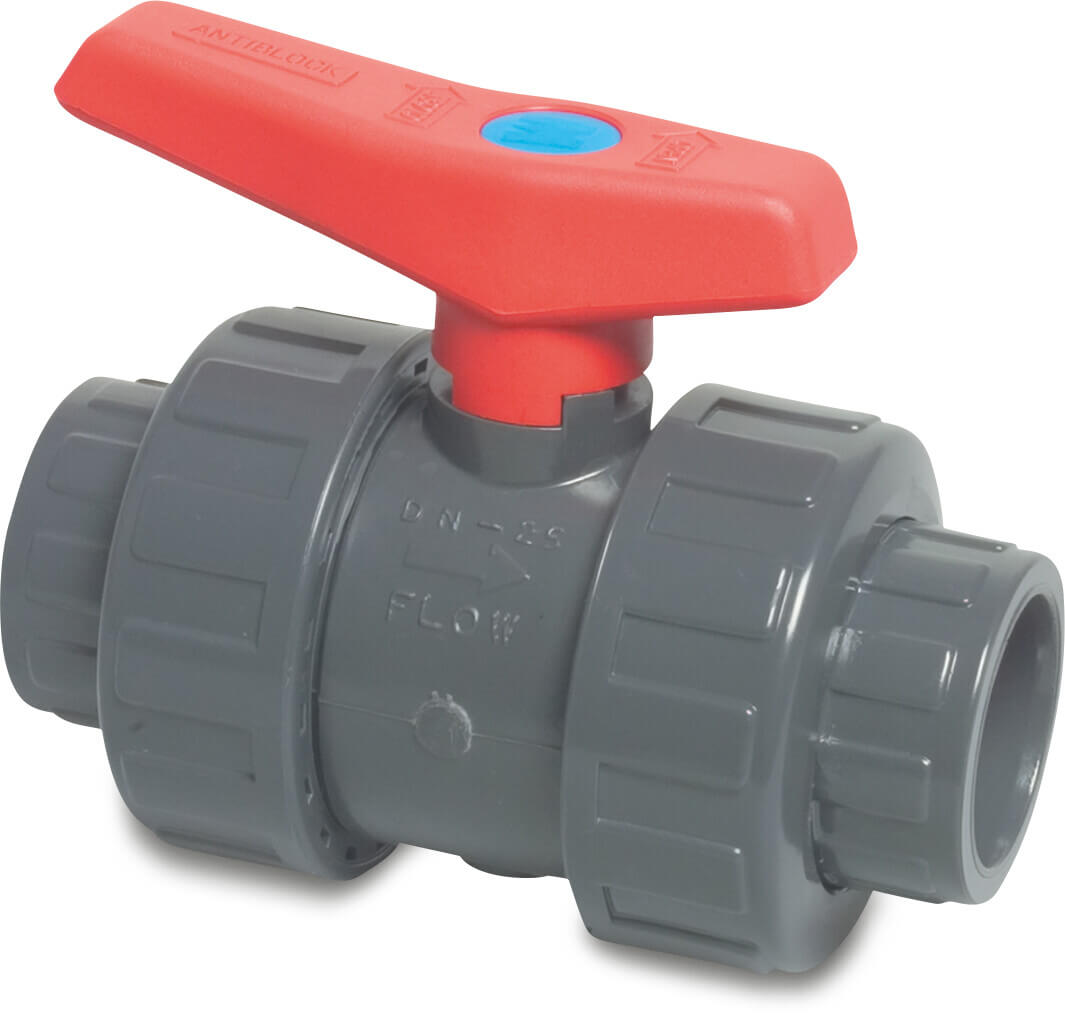 Profec Ball valve PVC-U 16 mm glue socket 16bar DN15 grey type 2000