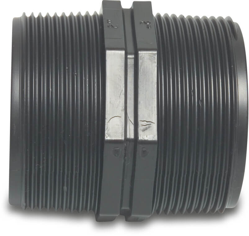 Nippel PP 2" buitendraad 10bar zwart P1