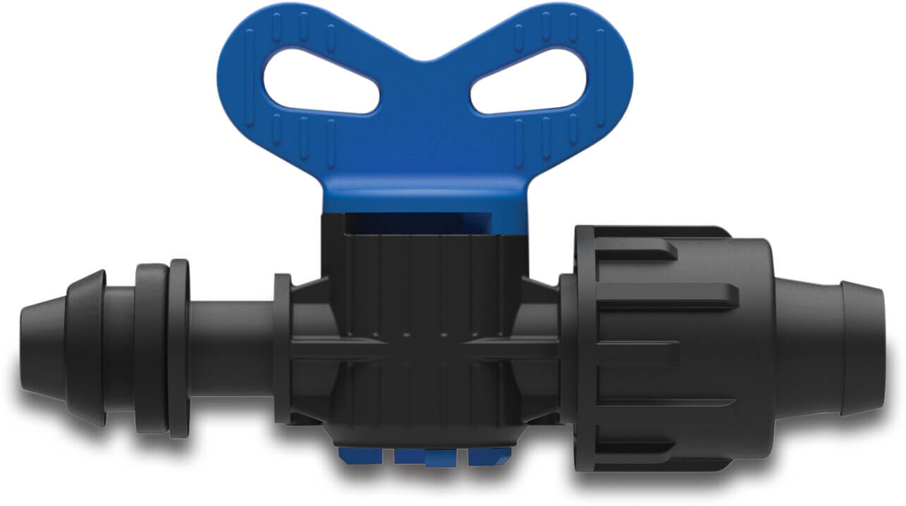 Plug valve PP 17 mm x 8 mm push-in x tape 3bar black/green