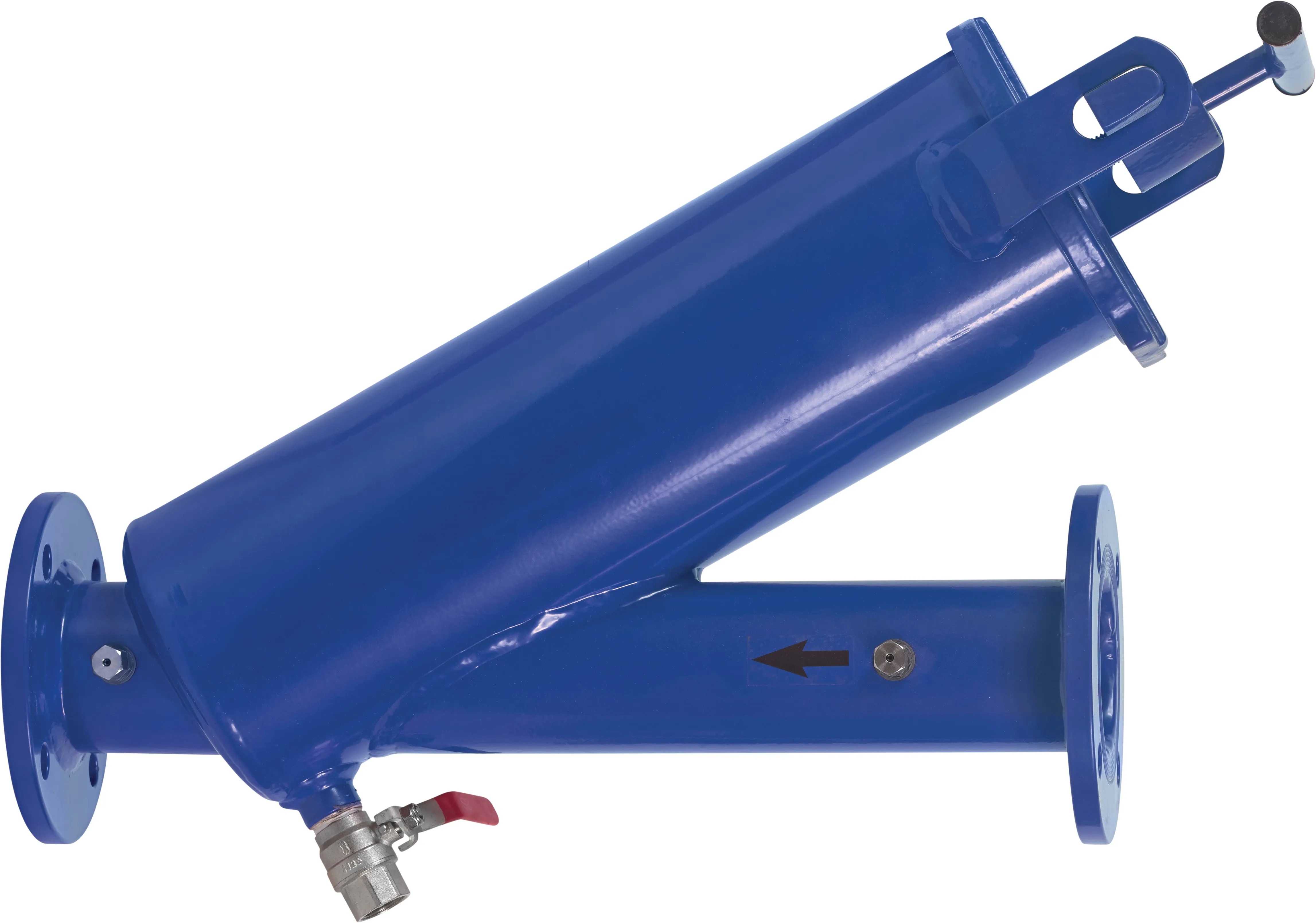 Yamit In-line filter carbon steel ST37.2 epoxy coating DN80 flange 8bar 120micron stainless steel gauze blue type F230
