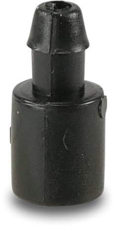 NaanDanJain 1-weg uitgang kunststof 4 mm barbed x taper F zwart type Click Tif