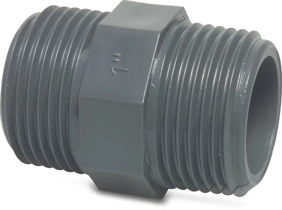 Profec Nypel sześciokątny PVC-U 1/2" GZ 10bar szary