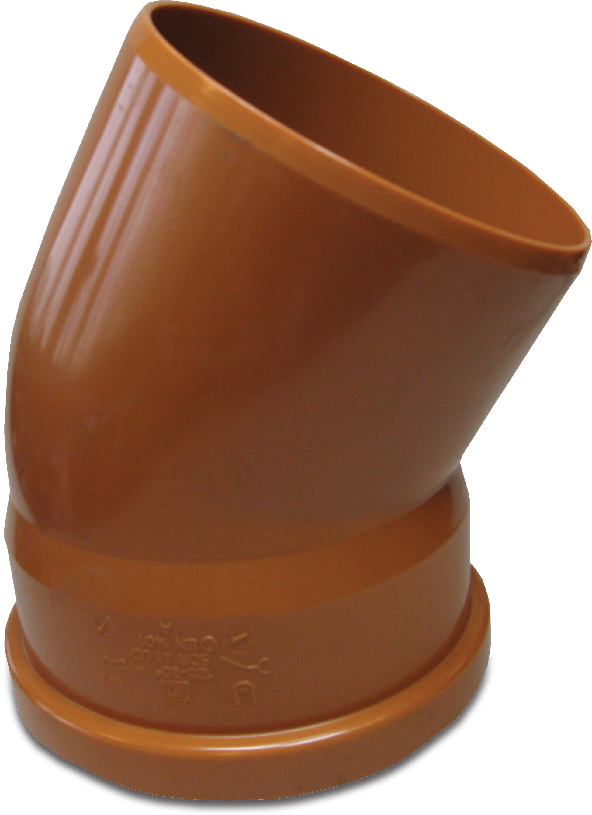 Drainage bend 30° PVC-U 400 mm SN4 ring seal x spigot redbrown
