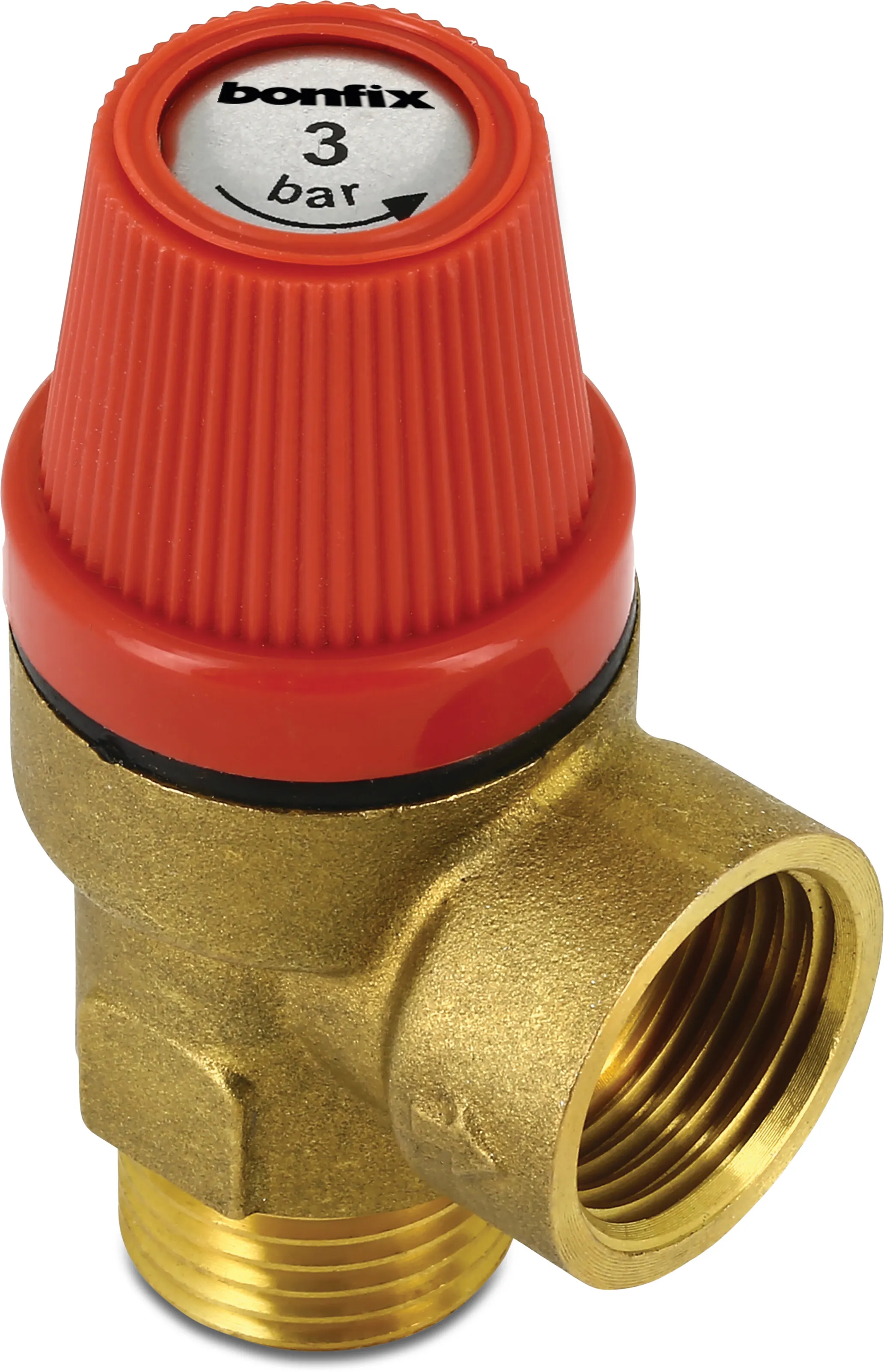 Bonfix Safety valve brass 1/2" male thread x female thread 3bar KIWA