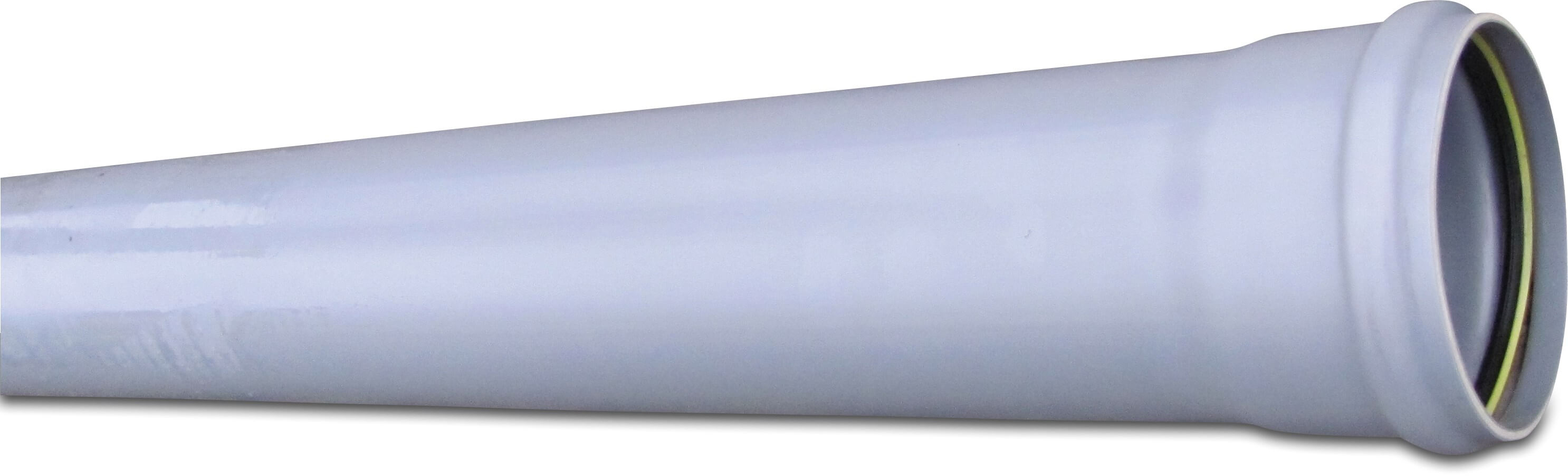 Afvoerbuis PVC-U 125 mm x 3,7 mm SN8 manchet x glad grijs 5m KOMO