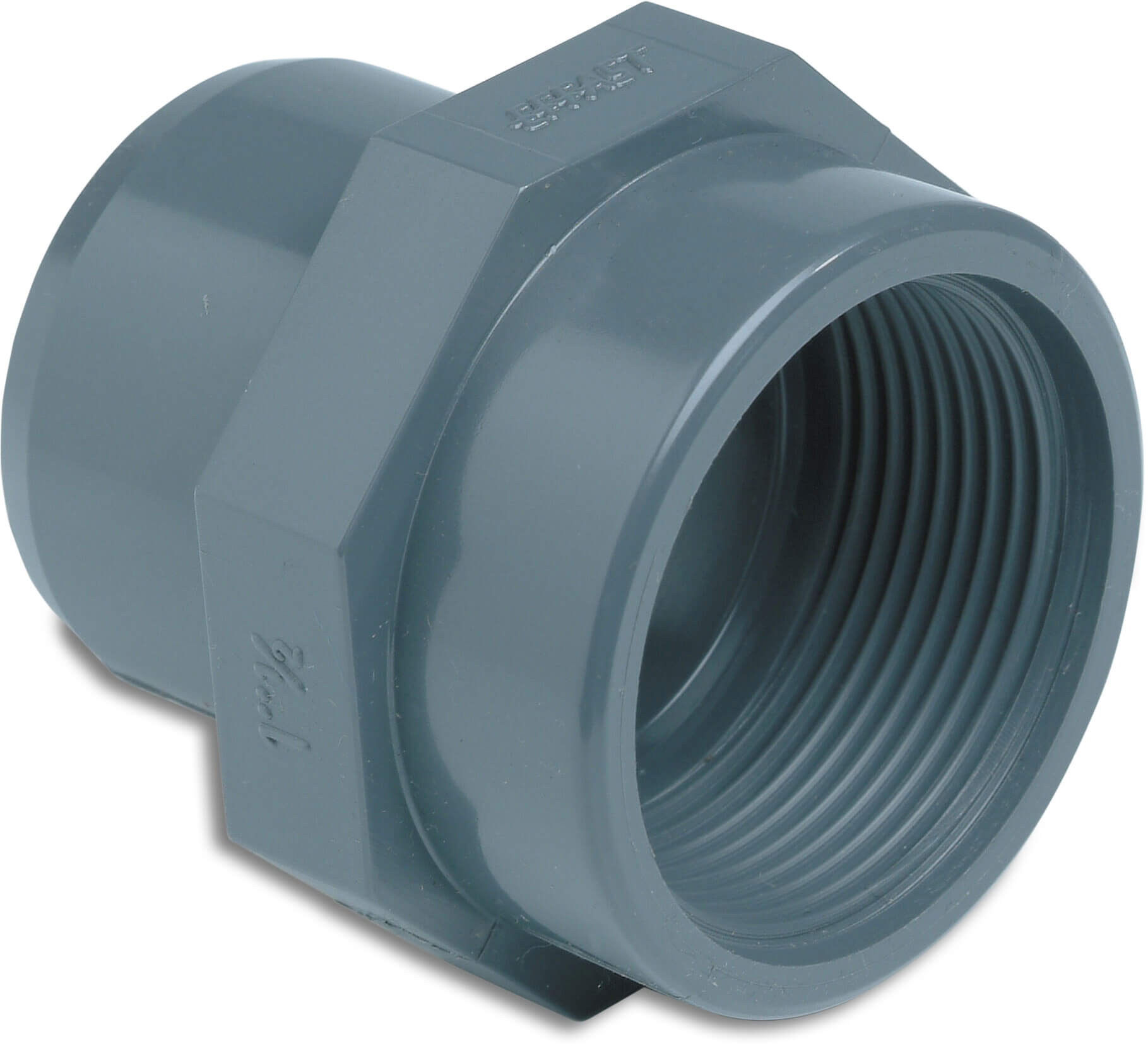 Profec Adaptor bush PVC-U 3/4" imperial glue spigot x female thread 10bar grey WRAS