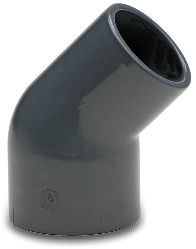 VDL Elbow 45° PVC-U 50 mm x 40/50 mm glue socket x glue socket/glue spigot 16bar grey