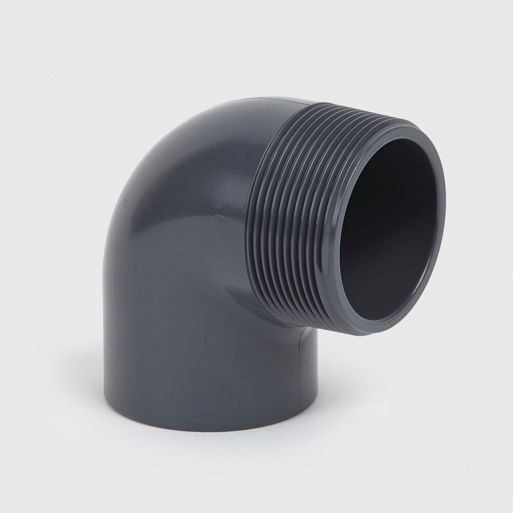 VDL Adaptor elbow 90° PVC-U 25 mm x 1" glue socket x male thread 16bar grey
