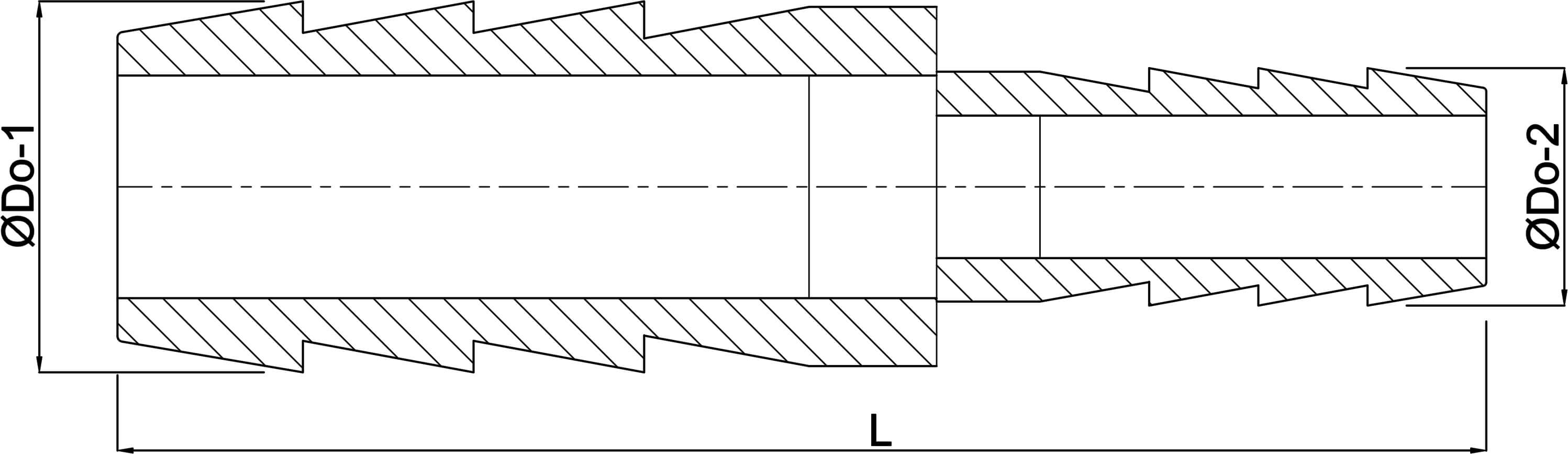 Hose tail reducer nylon 8 mm x 4 mm hose tail 10bar white