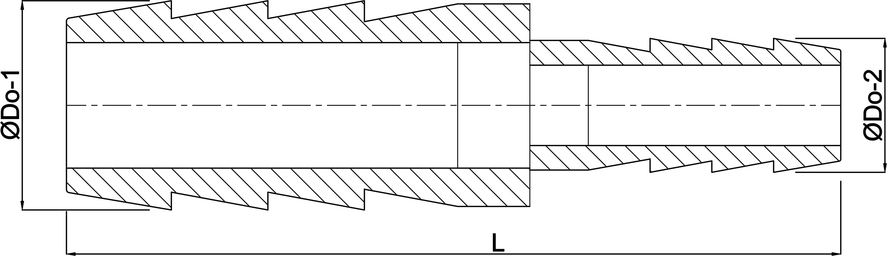 Schlauchverbinder Nylon 12 mm x 10 mm Schlauchtülle 10bar Weiß