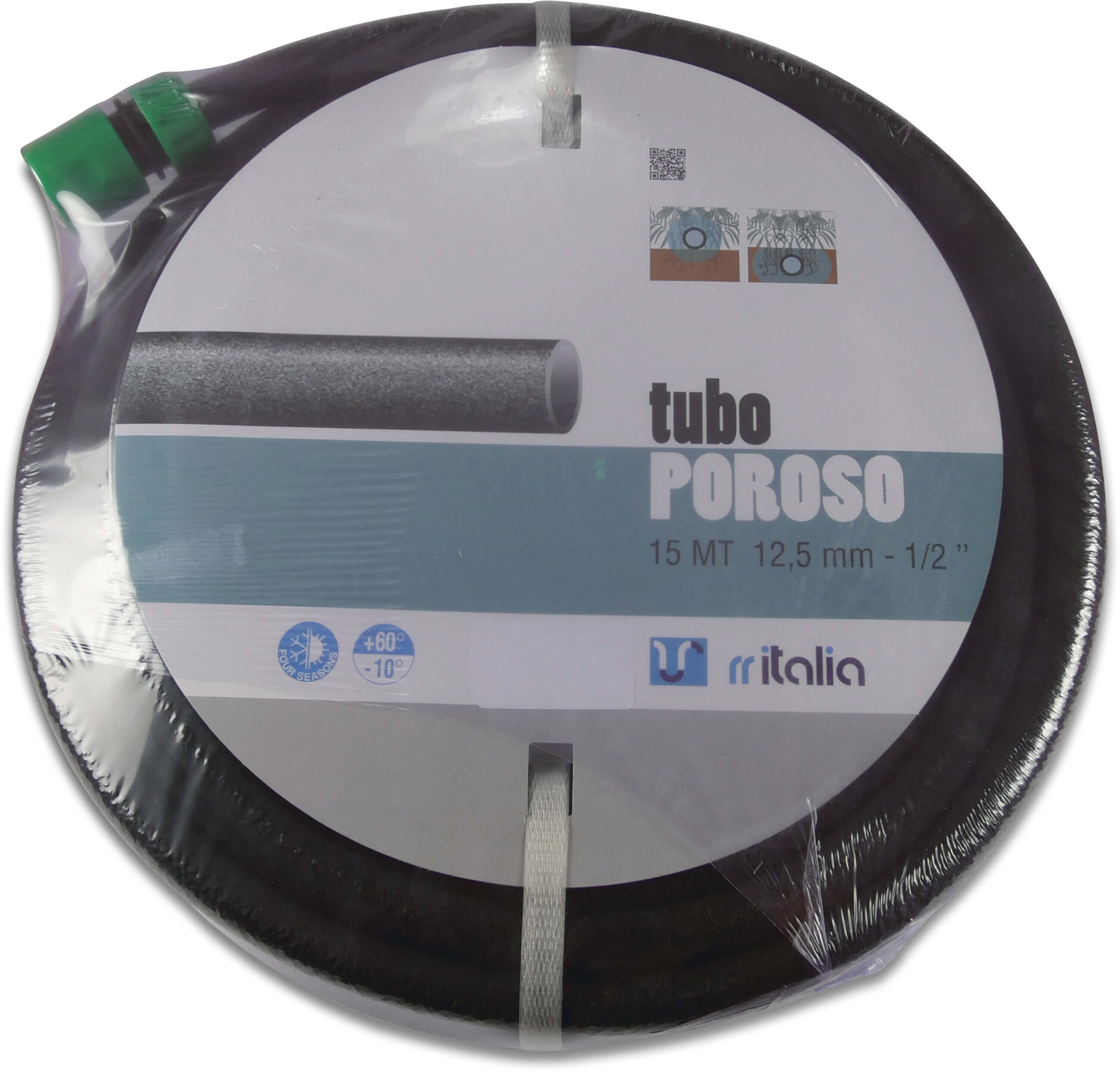 Soaker hose rubber 12,5 mm female click black 15m