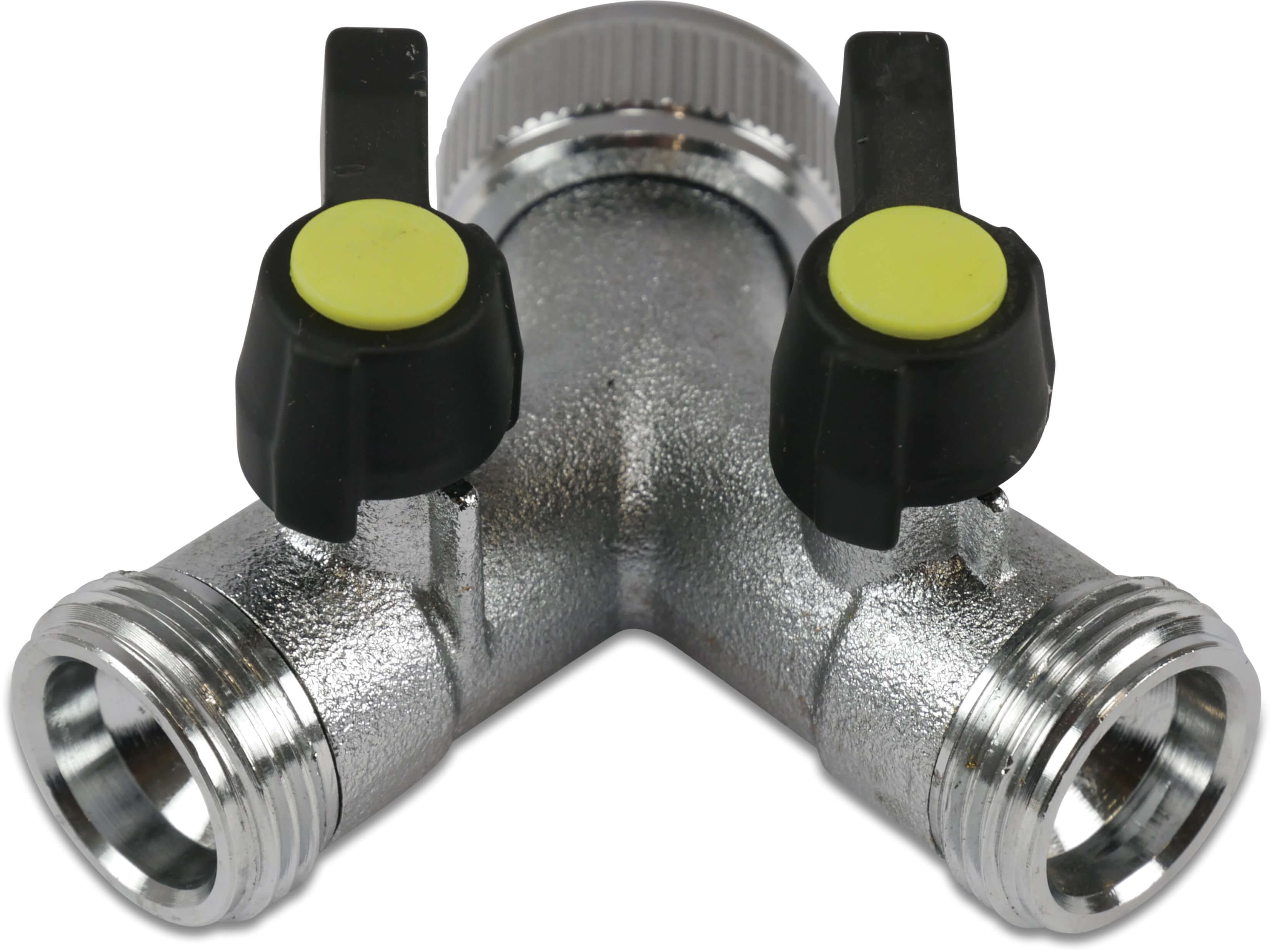 Hydro-S Click connector Y-piece brass 3/4" female threaded nut x male thread x male thread type with ball valve