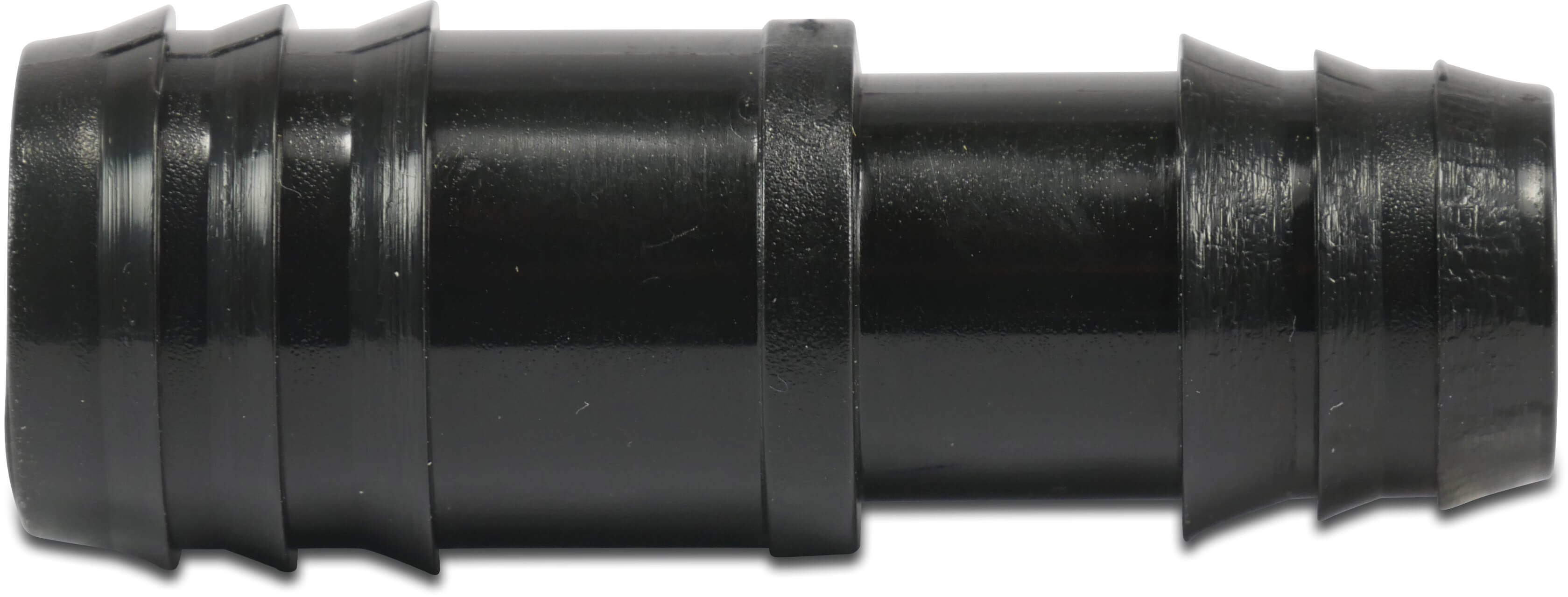 Straight connector POM 20 mm x 16 mm barbed 4bar black