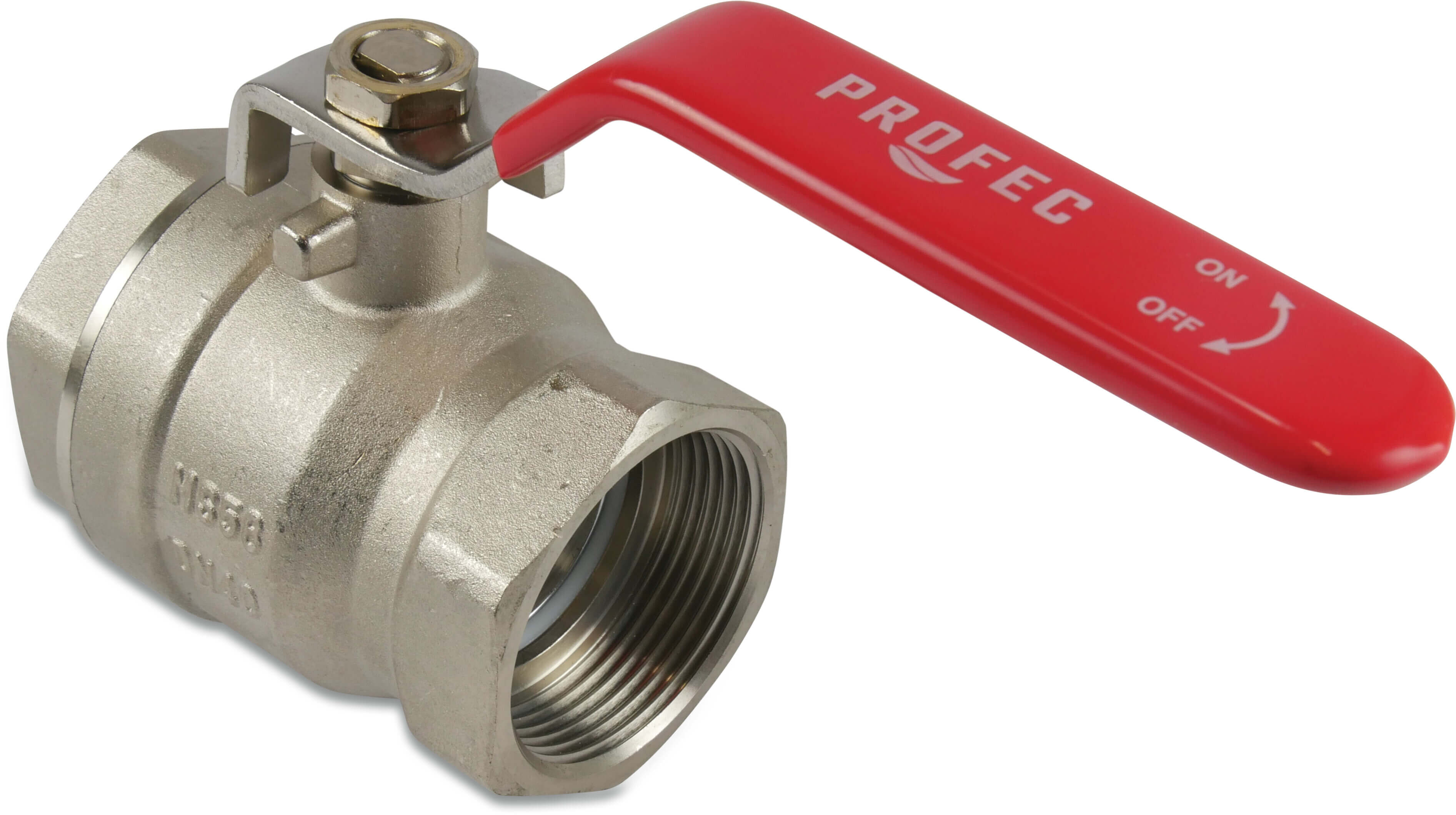 Profec Ball valve brass nickel plated 2" female thread 25bar type 100 VA