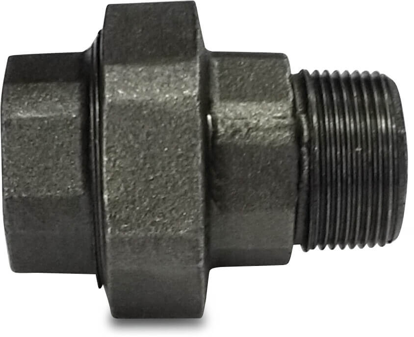 Nr. 331 Union coupler cast iron black 1" female thread x male thread 25bar DVGW type flat