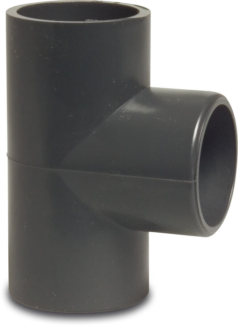 T-Stück 90° PVC-U 20 mm Klebemuffe 16bar Grau
