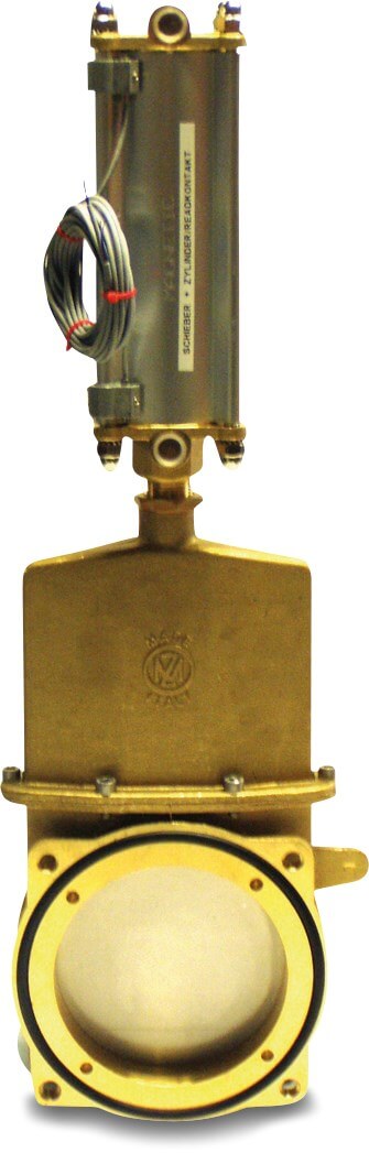 MZ Sluice valve brass 6" square flange 4bar type 0080, with actuator