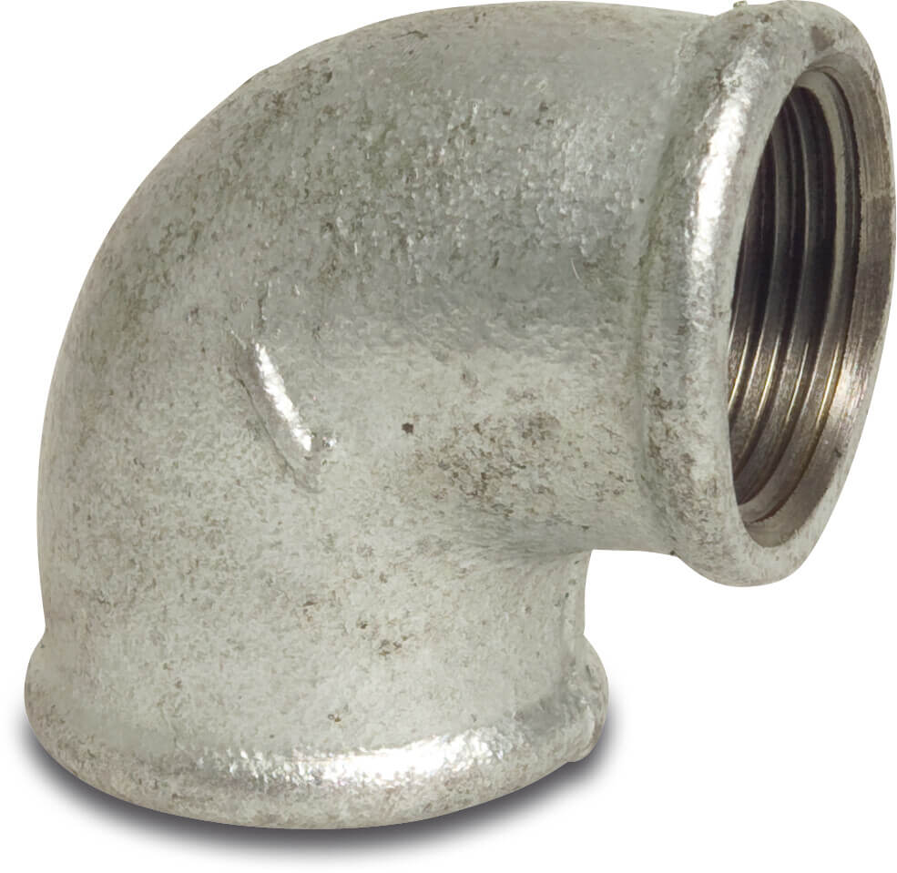 Profec Nr. 90 Elbow 90° cast iron galvanised 1/2" female thread 25bar DVGW