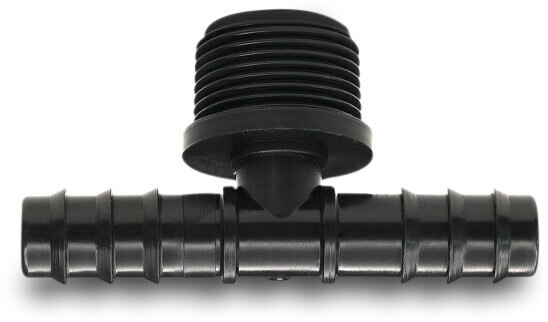 T-piece 90° PP 16 mm x 1/2" x 16 mm barbed x male thread x barbed black