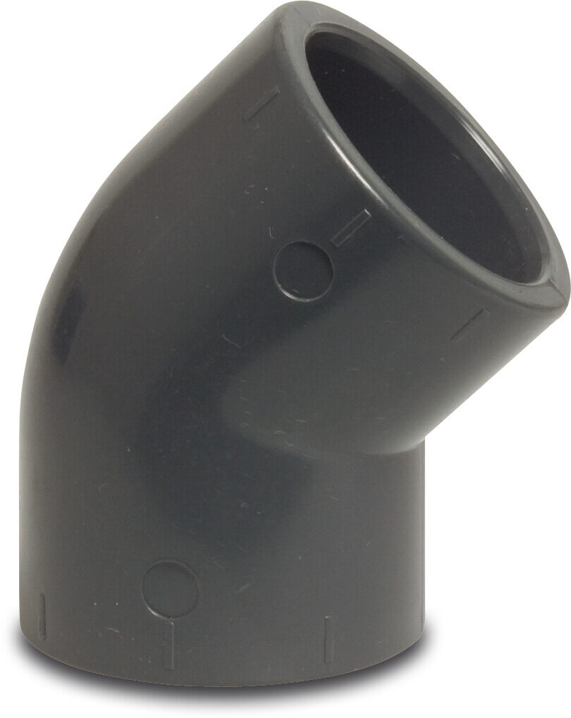 Elbow 45° PVC-U 90 mm glue socket 16bar grey