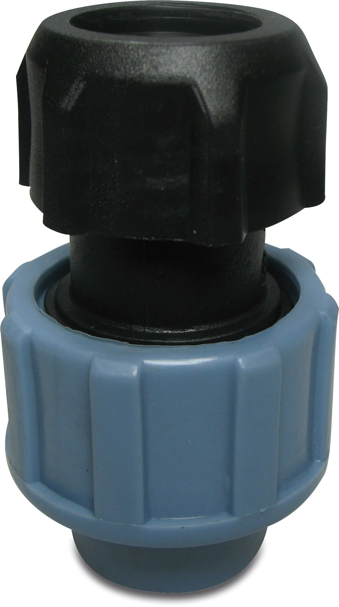 Unidelta Adaptor socket PP 20 mm x 1/2" compression x female thread 16bar black/blue DVGW/KIWA/WRAS