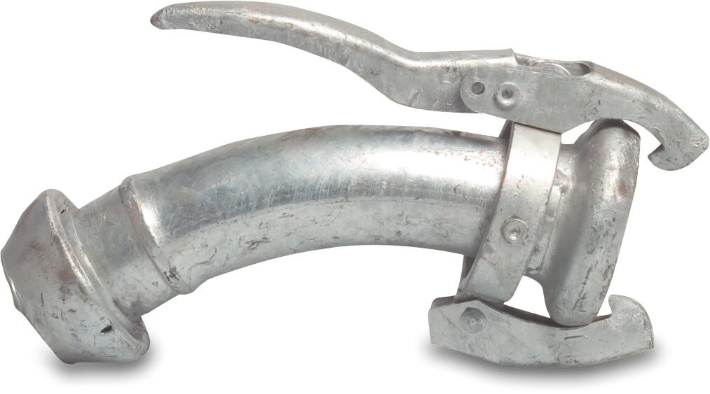 Quick coupler bend 45° steel galvanised 108 mm female part Perrot x male part Perrot type Perrot