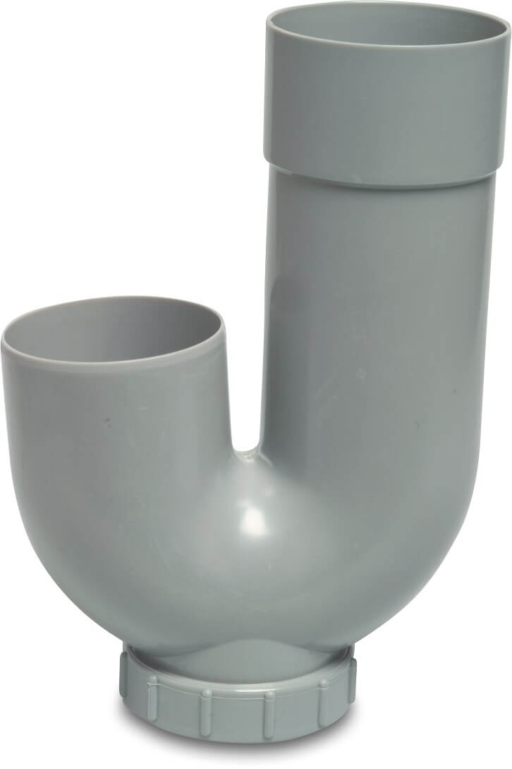 Siphon PVC-U 80 mm Klebemuffe x Stutzen Grau