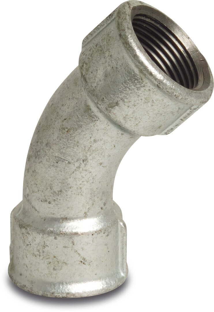 Profec Nr. 41 Bend 45° cast iron galvanised 1" female thread 25bar DVGW
