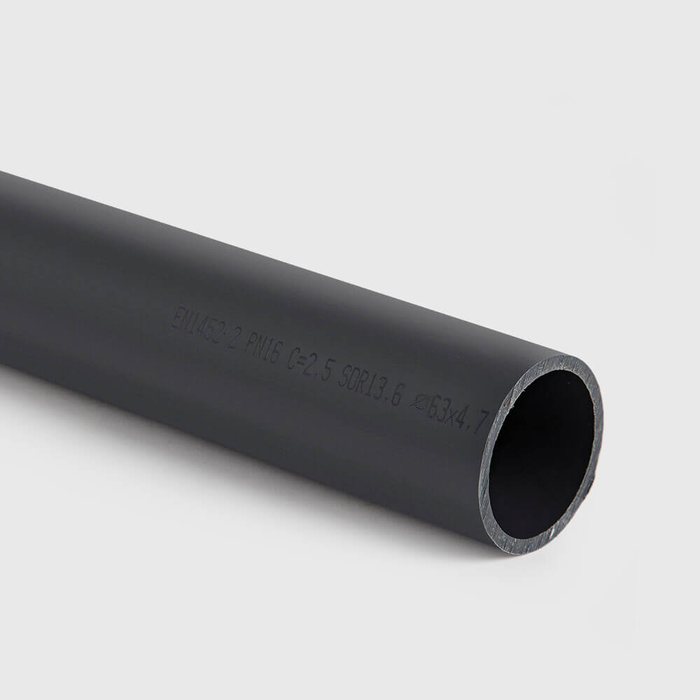 Pressure pipe PVC-U 20 mm plain 16bar grey 3m
