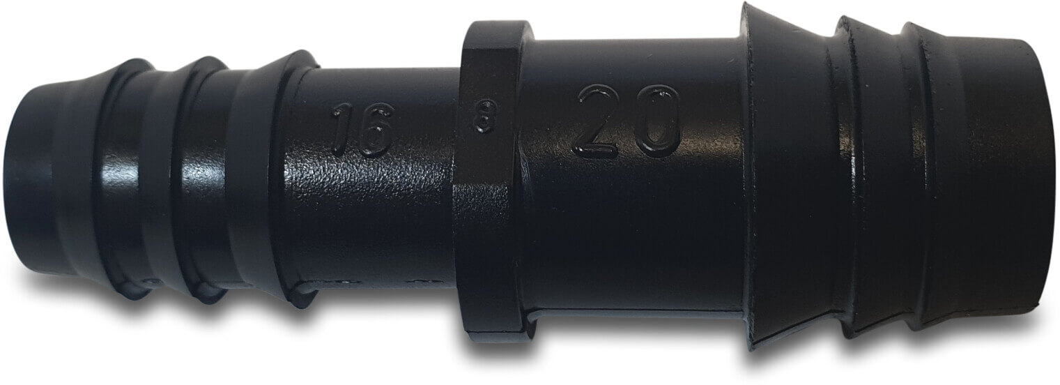 Tavlit Reduktionskobling PP 20 mm x 16 mm modhage 8bar sort