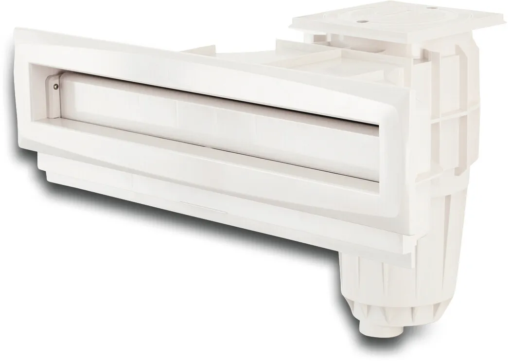 Ocean Hoogwaterlijn skimmer breed ABS 1 1/2" x 2" binnendraad wit/zwart rechthoekig