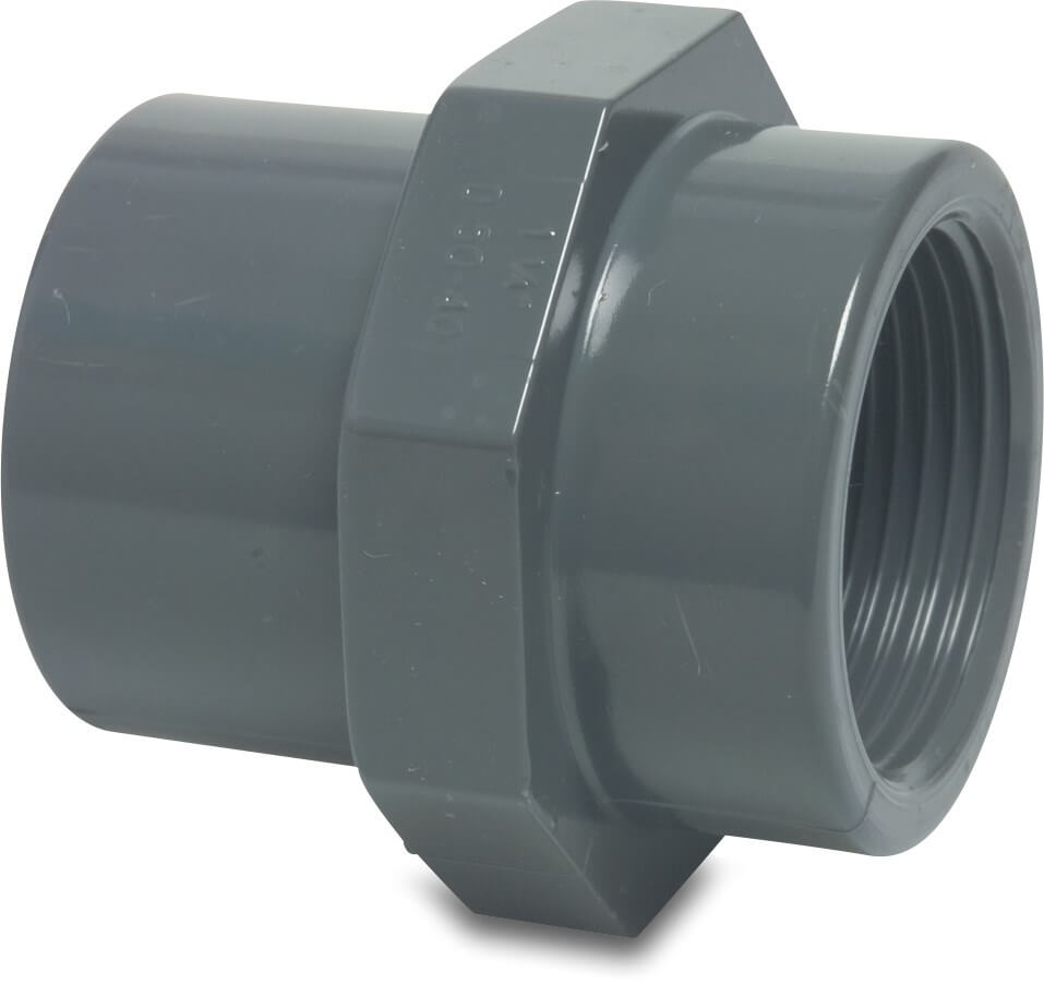 Profec Adaptor socket PVC-U 16/20 mm x 3/8" glue socket/glue spigot x female thread 10bar grey