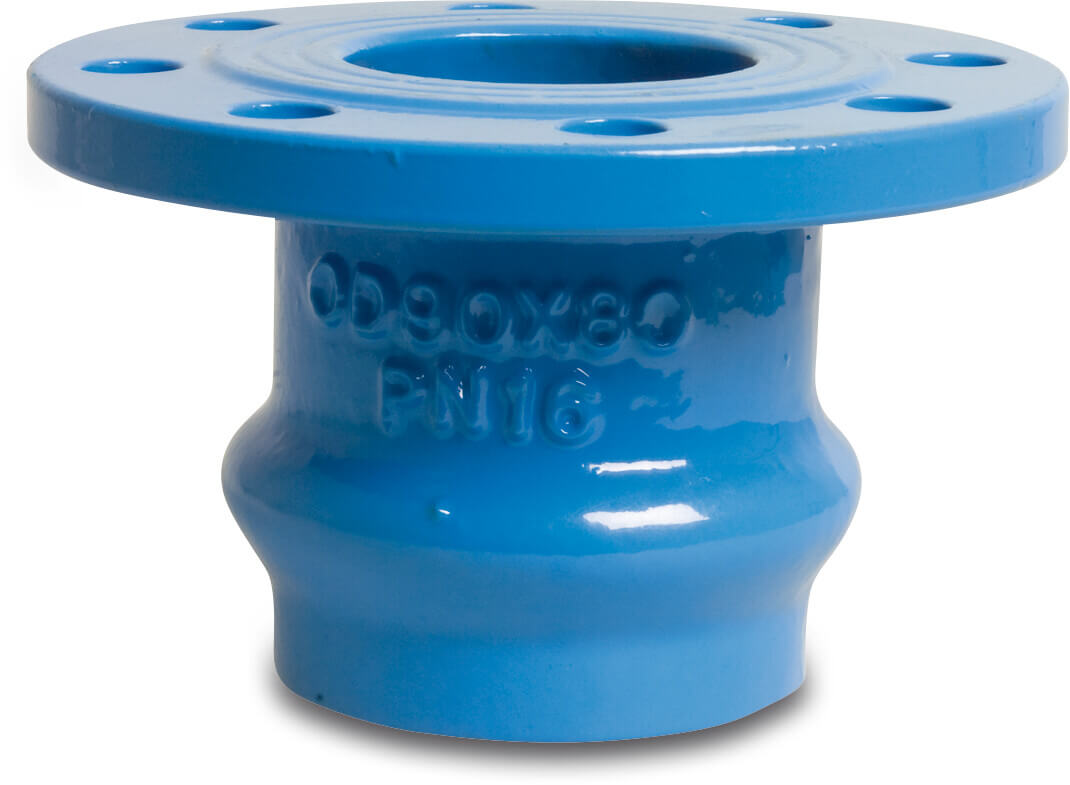 Profec Flens nodulair gietijzer (GGG40) epoxy coating 110 mm x DN100 manchet x DIN flens 10bar blauw PN10/16 type E-KS